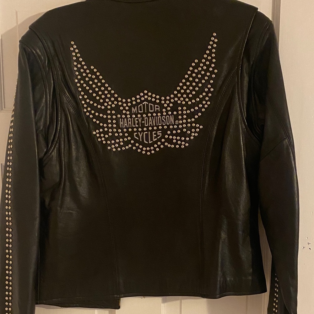 Harley-Davidson Black Leather Jacket with Studded Wings